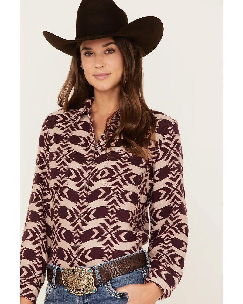 Ariat Women's Billie Jean Southwestern Jacquard Print Long Sleeve Button-Down Shirt
