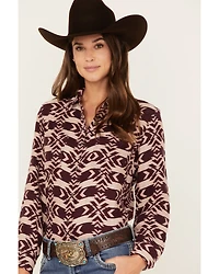 Ariat Women's Billie Jean Southwestern Jacquard Print Long Sleeve Button-Down Shirt