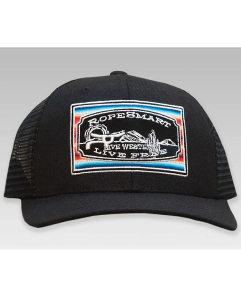 RopeSmart Men's Black On Black Serape Embroidered Patch Mesh-Back Ball Cap