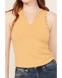 Miss Me Women's Studded Split V Neck Tank