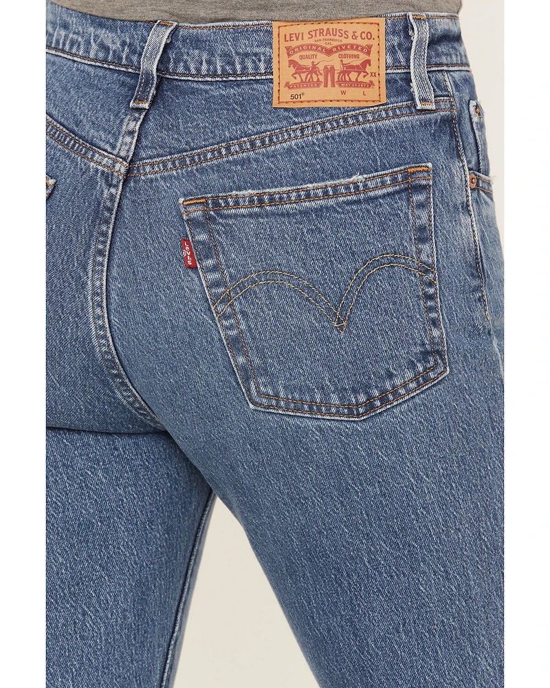 Levi's Women's Medium Wash 501 Worn Jeans