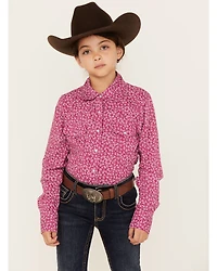 Shyanne Girls' Ditsy Floral Print Long Sleeve Western Pearl Snap Shirt