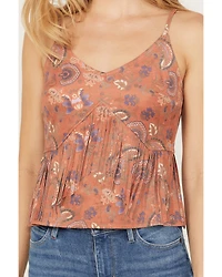 Idyllwind Women's Golden Road Print Fringe Top