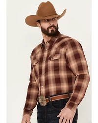 Blue Ranchwear Men's Lander Plaid Print Long Sleeve Western Pearl Snap Shirt