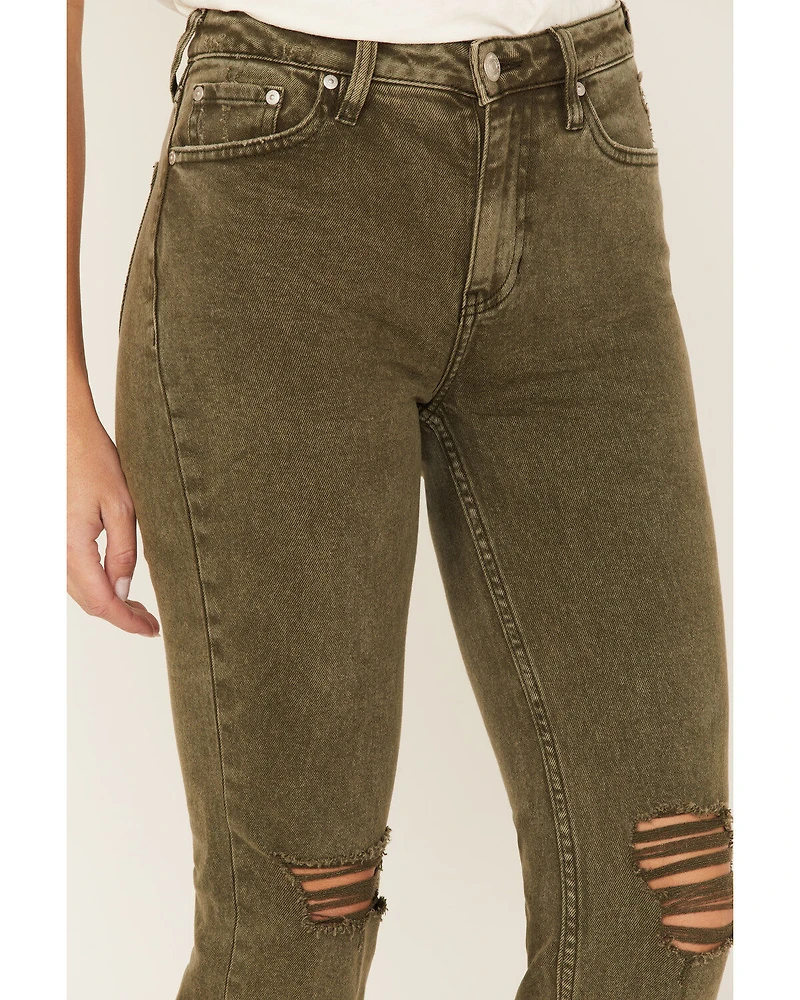Cleo + Wolf Women's High Rise Ankle Straight Jeans