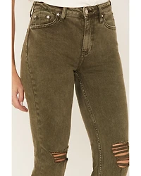 Cleo + Wolf Women's High Rise Ankle Straight Jeans