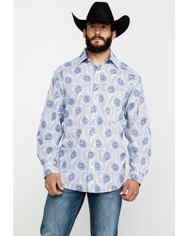 Tuf Cooper Men's Stretch Paisley Print Long Sleeve Western Shirt