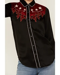 Rock & Roll Denim Women's Flames Long Sleeve Snap Western Shirt