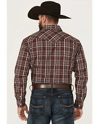 Rough Stock by Panhandle Men's Plaid Print Long Sleeve Pearl Snap Western Shirt