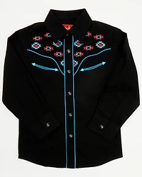 Avalon Boys' Embroidered Long Sleeve Snap Western Shirt