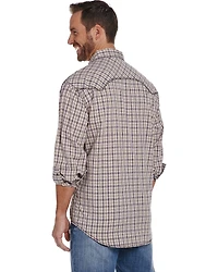 Cowboy Up Men's Enzyme Wash Plaid Print Long Sleeve Snap Western Shirt
