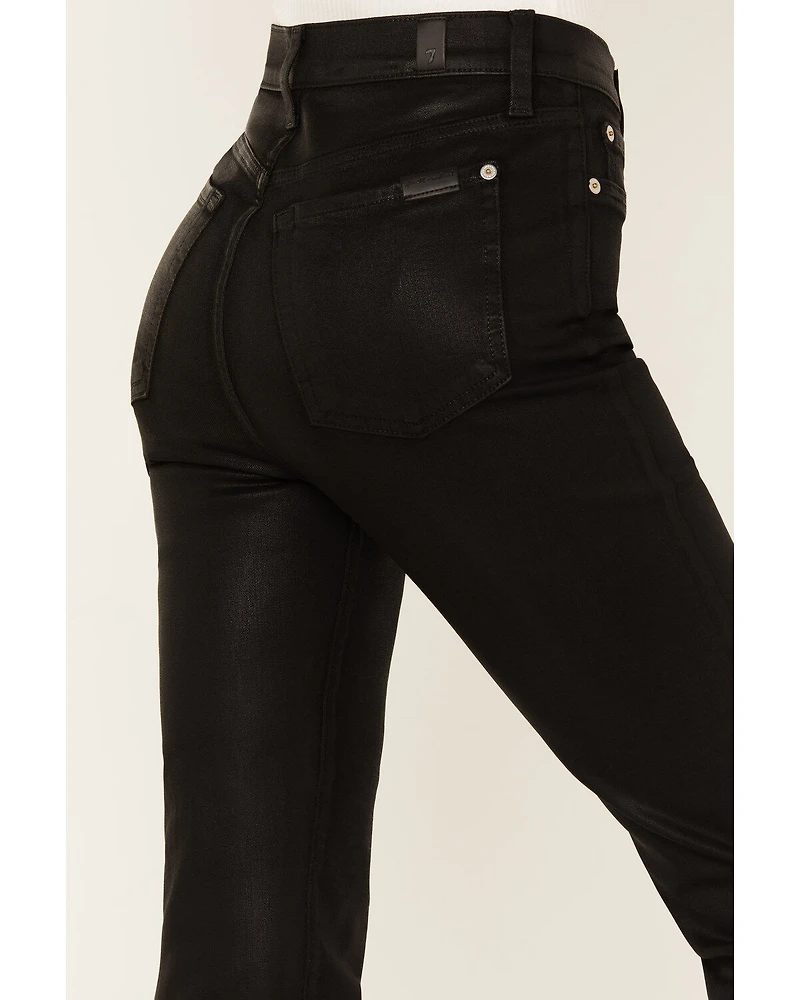 7 For All Mankind Women's High Rise Coated Denim Slim Kick Flare Jeans