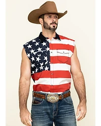 Cody James Men's American Flag Bubba Sleeveless Western Shirt