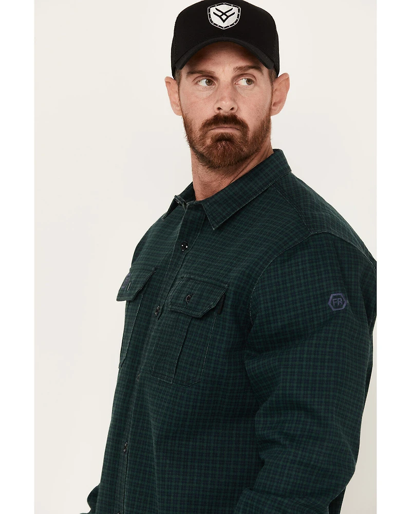 Hawx Men's FR Plaid Print Long Sleeve Button-Down Work Shirt