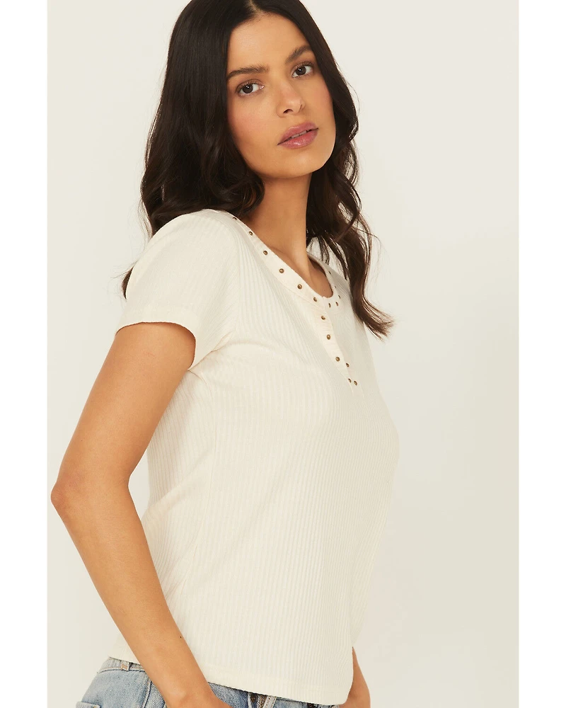 Shyanne Women's Studded Rib Knit V-Neck Top
