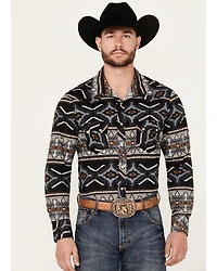 Rock & Roll Denim Men's Southwestern Print Stretch Long Sleeve Snap Western Shirt