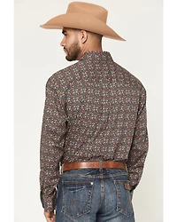 George Strait by Wrangler Men's Floral Print Long Sleeve Button-Down Stretch Western Shirt