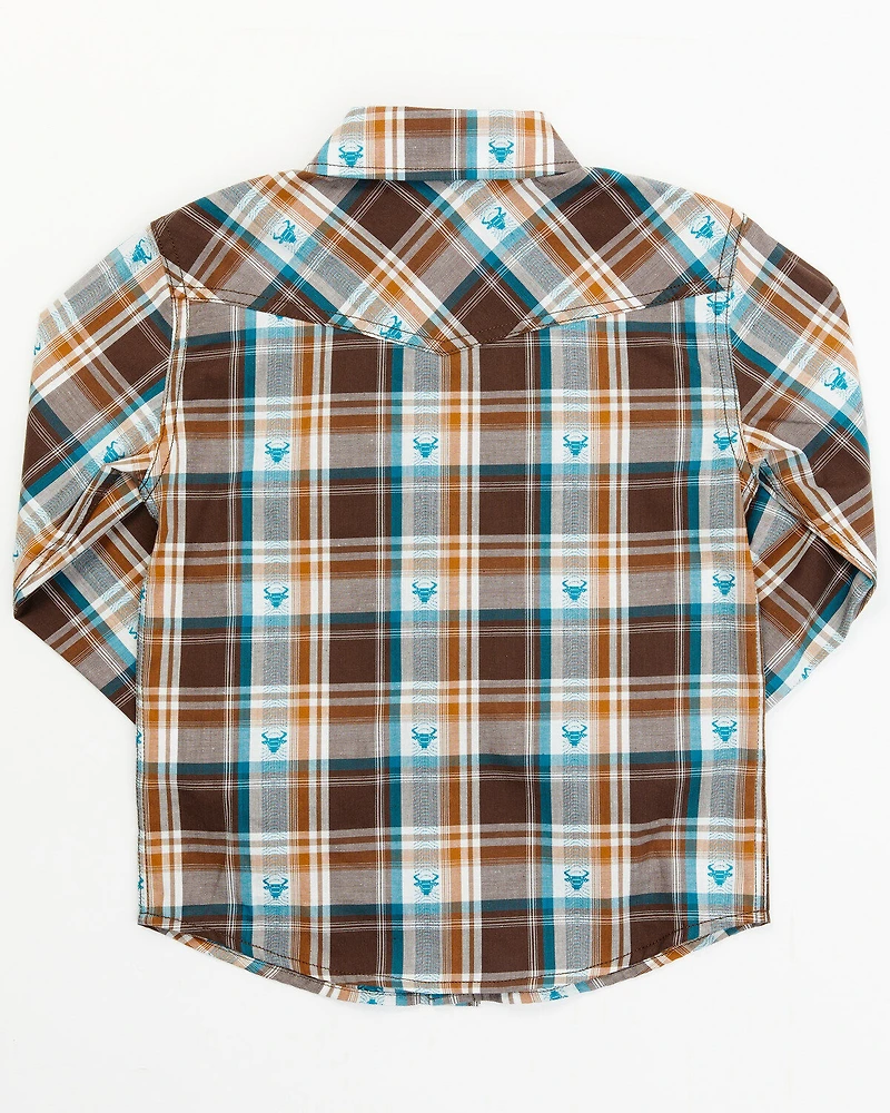 Cody James Toddler Boys' Bull Dobby Long Sleeve Snap Shirt