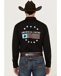 RANK 45® Men's American Legend Logo Performance Twill Long Sleeve Pearl Snap Western Shirt
