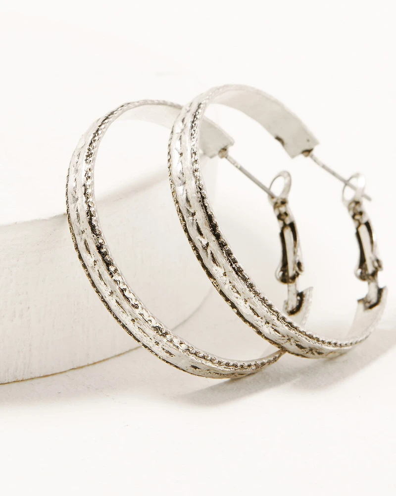 Shyanne Women's 3-piece Silver Concho & Arrow Hoop Earrings Set