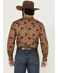 Cowboy Hardware Men's Bronc Conversation Print Long Sleeve Snap Western Shirt