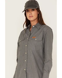 Wrangler Women's FR Long Sleeve Pearl Snap Western Work Shirt