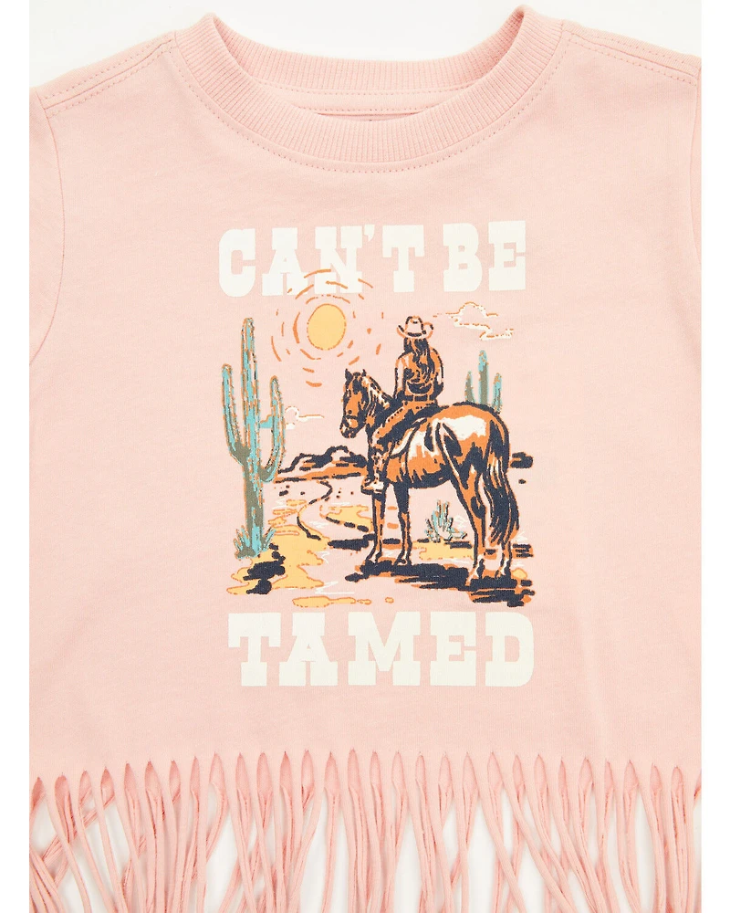 Shyanne Toddler Girls' Can't Be Tamed Short Sleeve Fringe Graphic Tee