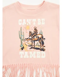 Shyanne Toddler Girls' Can't Be Tamed Short Sleeve Fringe Graphic Tee