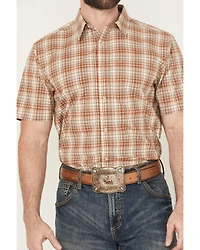 Cody James Men's Cowboy Chic Plaid Print Short Sleeve Button-Down Stretch Western Shirt