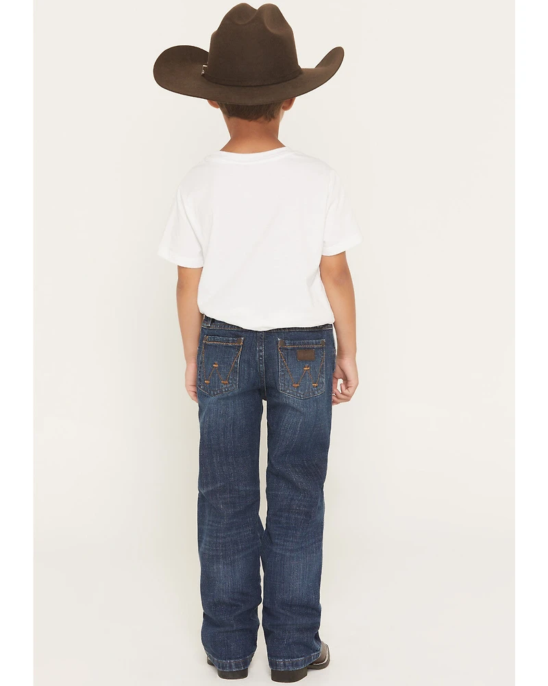 Wrangler Retro Little Boys' Jackson Hole Dark Wash Relaxed Bootcut Stretch Denim Jeans