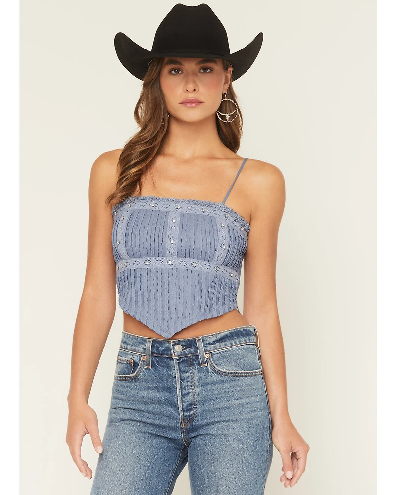 Miss Me Women's Studded Cropped Tank Top