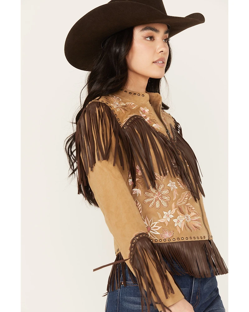 Shyanne Women's Embroidered Suede Fringe Jacket