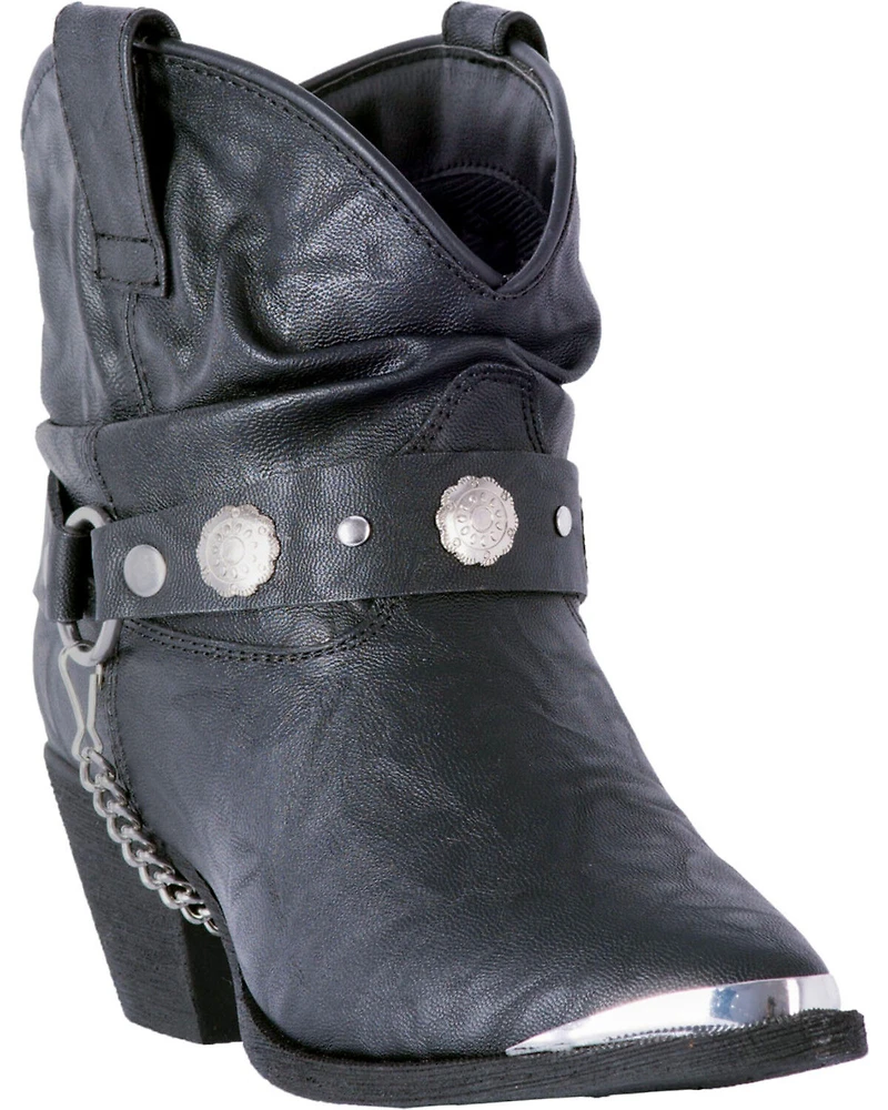 Dingo Women's Faux Concho Strap Slouch Booties - Round Toe