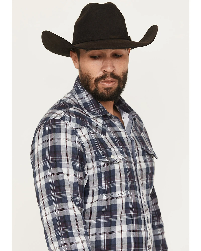 Wrangler Retro Men's Plaid Print Long Sleeve Snap Western Shirt