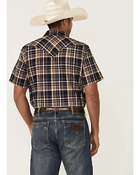 Cody James Men's Rustic Rodeo Plaid Print Short Sleeve Snap Western Shirt - Tall