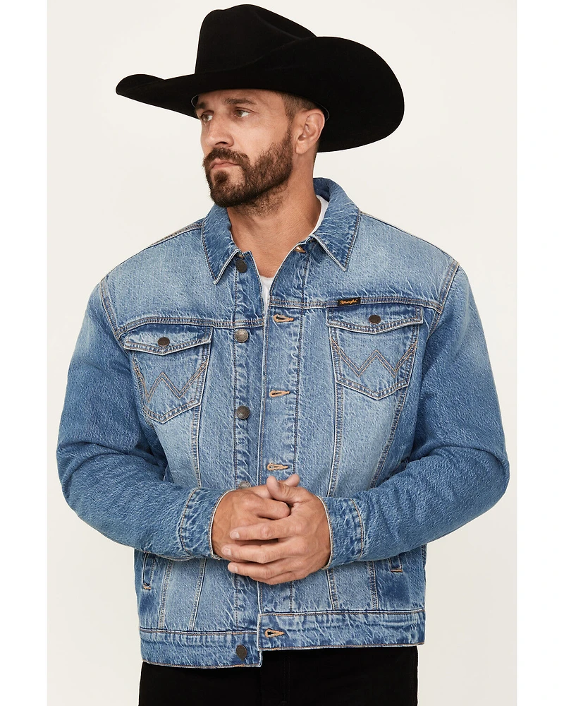 Wrangler Retro Men's Sherpa Lined Light Wash Denim Jacket