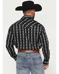 Rock & Roll Denim Men's Striped Print Long Sleeve Snap Stretch Western Shirt