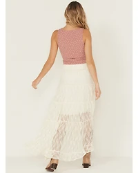 Wild Moss Women's Lace High-Low Skirt
