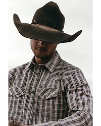 Blue Ranchwear Men's Pradera Plaid Print Long Sleeve Pearl Snap Western Shirt