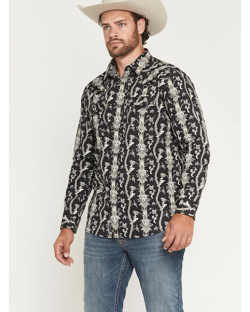 Moonshine Spirit Men's Twenty Four Seven Floral paisley Print Long Sleeve Snap Western Shirt