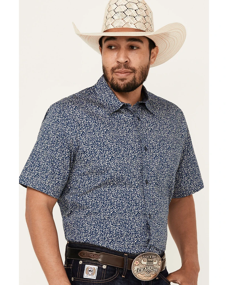 Cody James Men's Open Meadow Floral Print Short Sleeve Button-Down Stretch Western Shirt