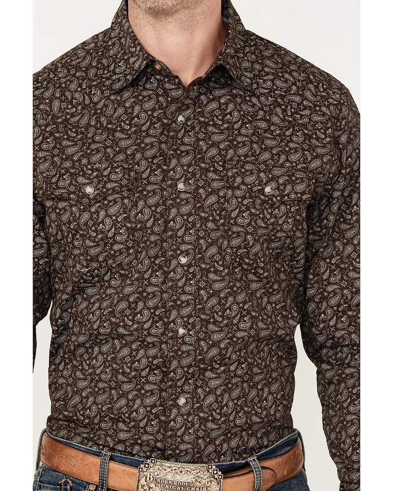 Wrangler Retro Men's Premium Paisley Print Long Sleeve Snap Western Shirt