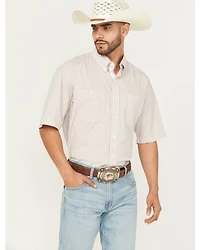 George Strait by Wrangler Men's Plaid Print Short Sleeve Button-Down Stretch Western Shirt