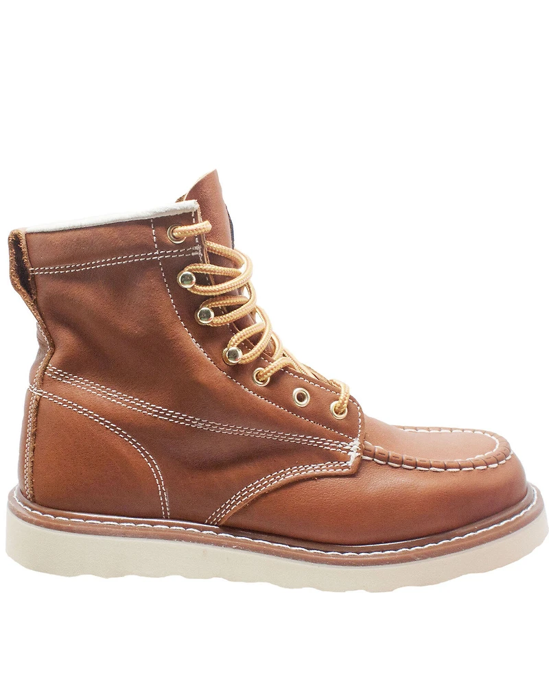 Ad Tec Men's Brown Lace-Up Moc Work Boots - Soft Toe