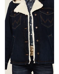 Wrangler Women's Dark Wash Sherpa Lined Denim Jacket