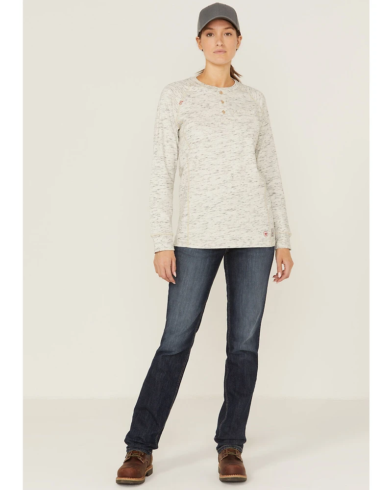 Ariat Women's FR Air Henley Long Sleeve Work Pocket Shirt