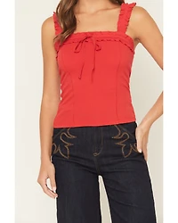 Miss Me Women's Solid Ruffle Tank Top