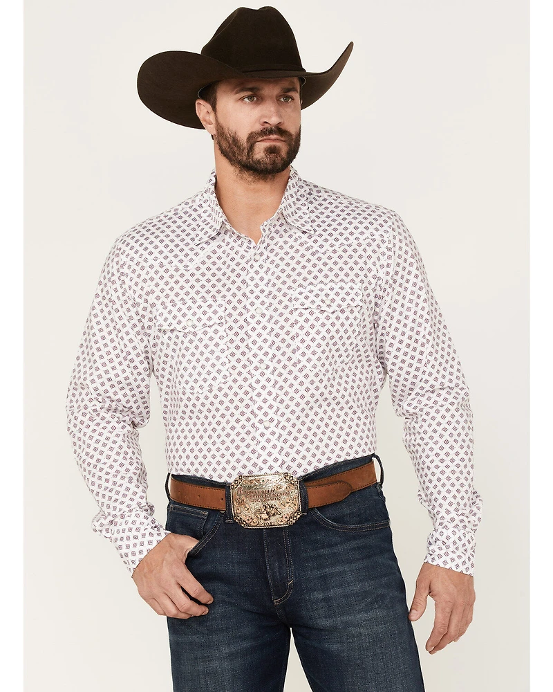 Wrangler 20x Men's Geo Medallion Print Long Sleeve Pearl Snap Western Shirt