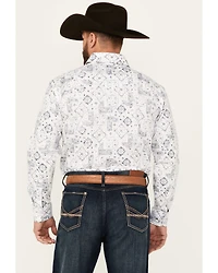 Rough Stock by Panhandle Men's Bandana Print Long Sleeve Pearl Snap Western Shirt