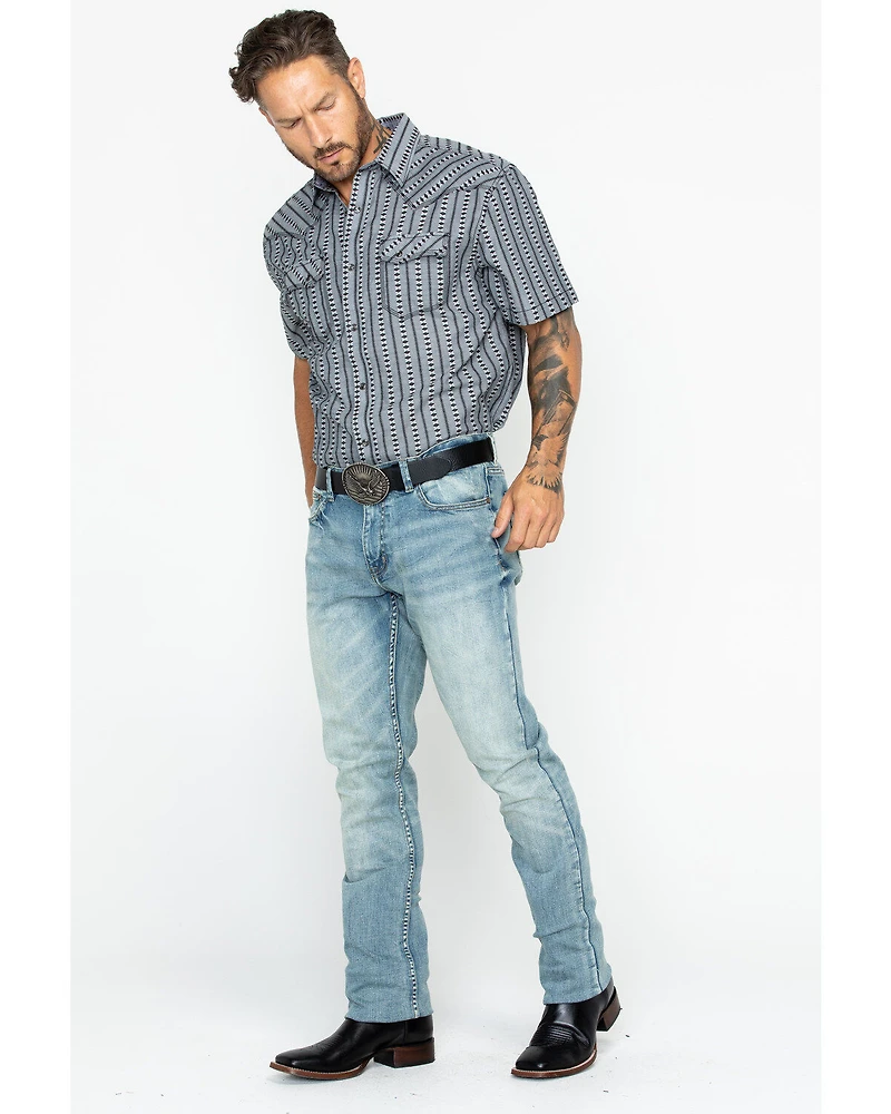 Moonshine Spirit Men's Sutton Wash Decker Slim Straight Stretch Denim Jeans